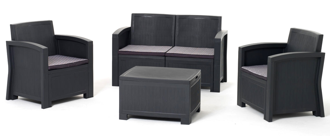 Salottino se sofa mod New York grafite polipropilene rattan 4 pz cuscini sfoder. Salottino se sofa mod New York grafite polipropilene rattan 4 pz cuscini sfoder.